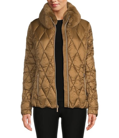 michael michael kors quilted down jacket with lining faux fur|Quilted Faux Fur Jacket .